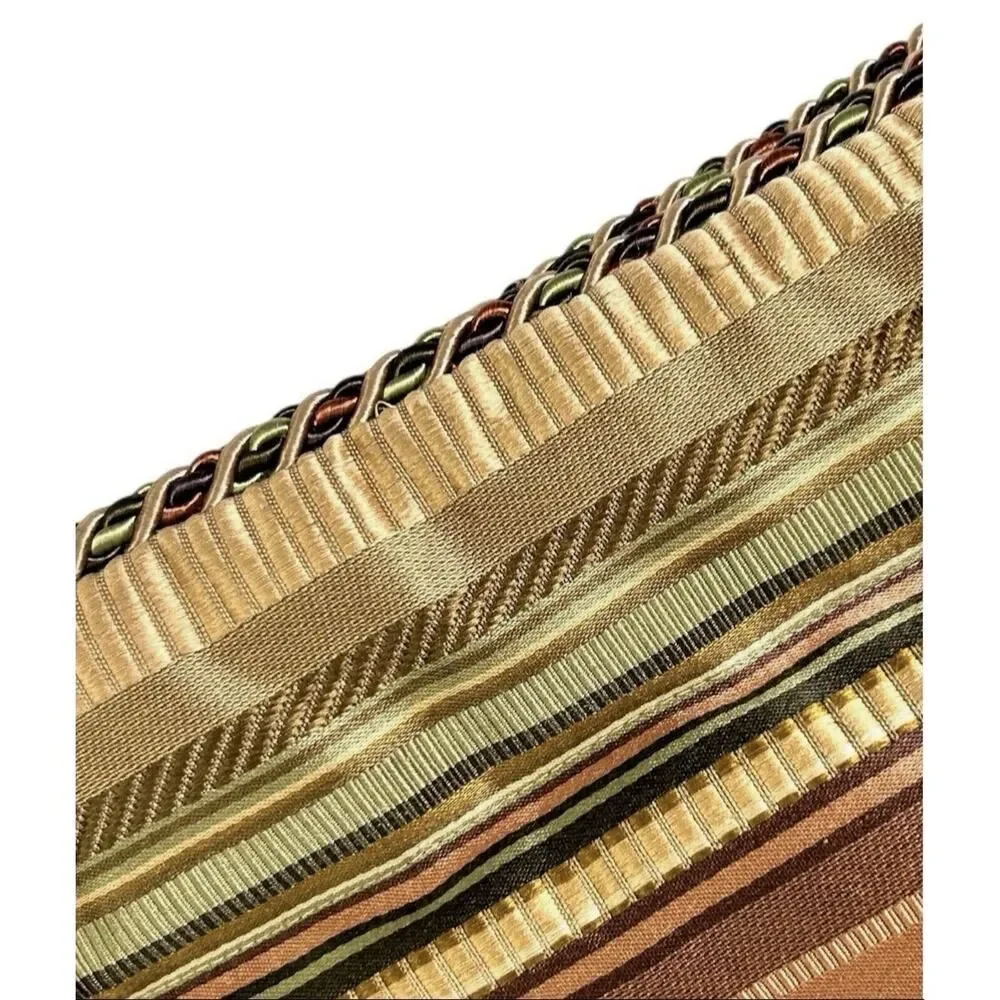 Croscill King Pillow Shams Green Gold Cinnamon Damask Rope Border Carrington